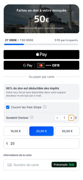 Écran paiement