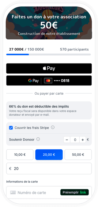 Page de paiement Donoor