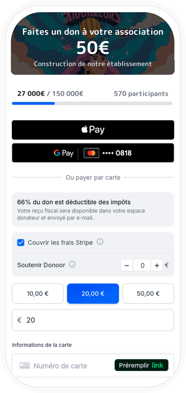 Page de paiement Donoor